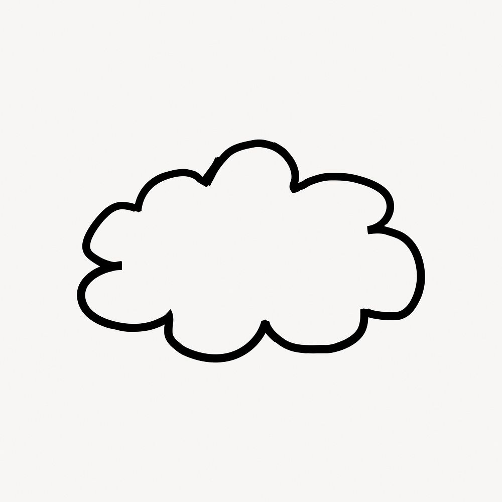 Cloud doodle collage element vector