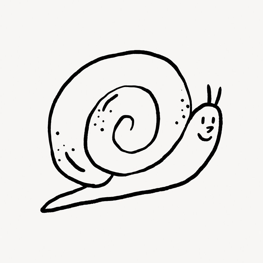 Snail doodle collage element vector