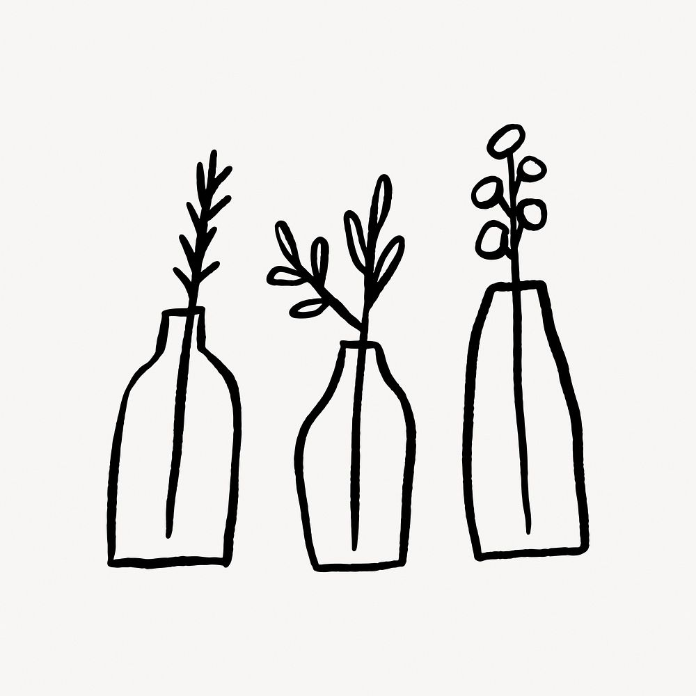 Vase doodle collage element vector | Free Vector - rawpixel