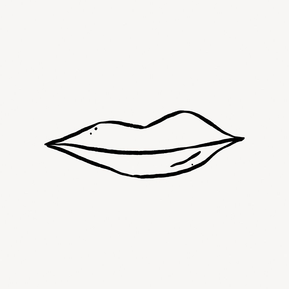 Lips doodle collage element vector
