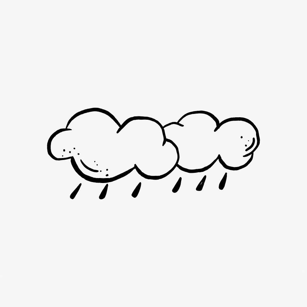 Rain doodle collage element vector