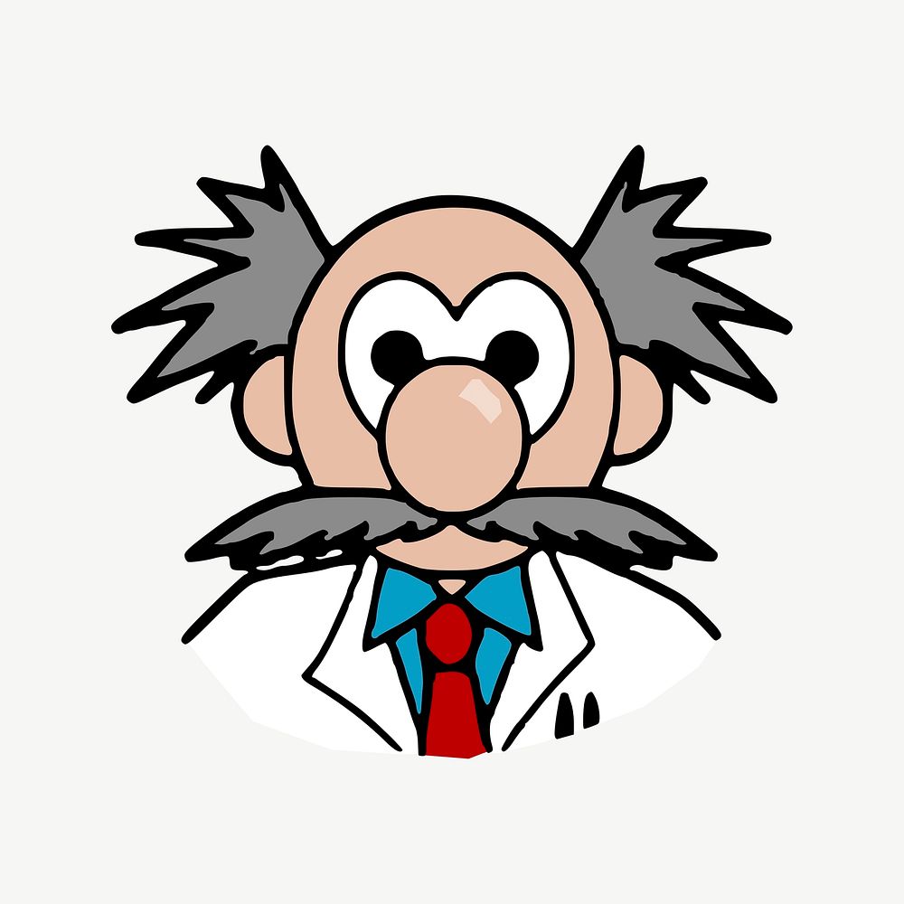 Scientist cartoon clipart illustration psd. Free public domain CC0 image.