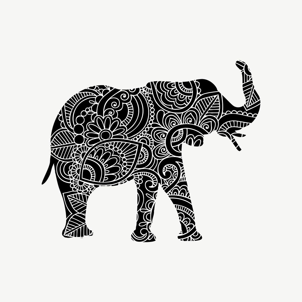 Black elephant clipart illustration psd. Free public domain CC0 image.