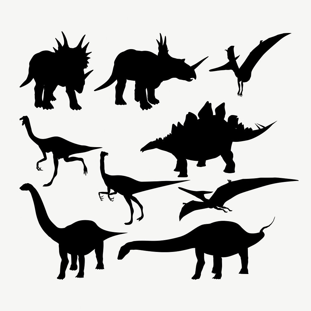 Dinosaur silhouette set clipart illustration | Free PSD - rawpixel