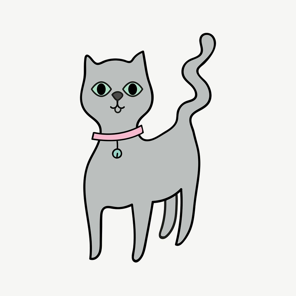 Gray cat clipart illustration psd. Free public domain CC0 image.