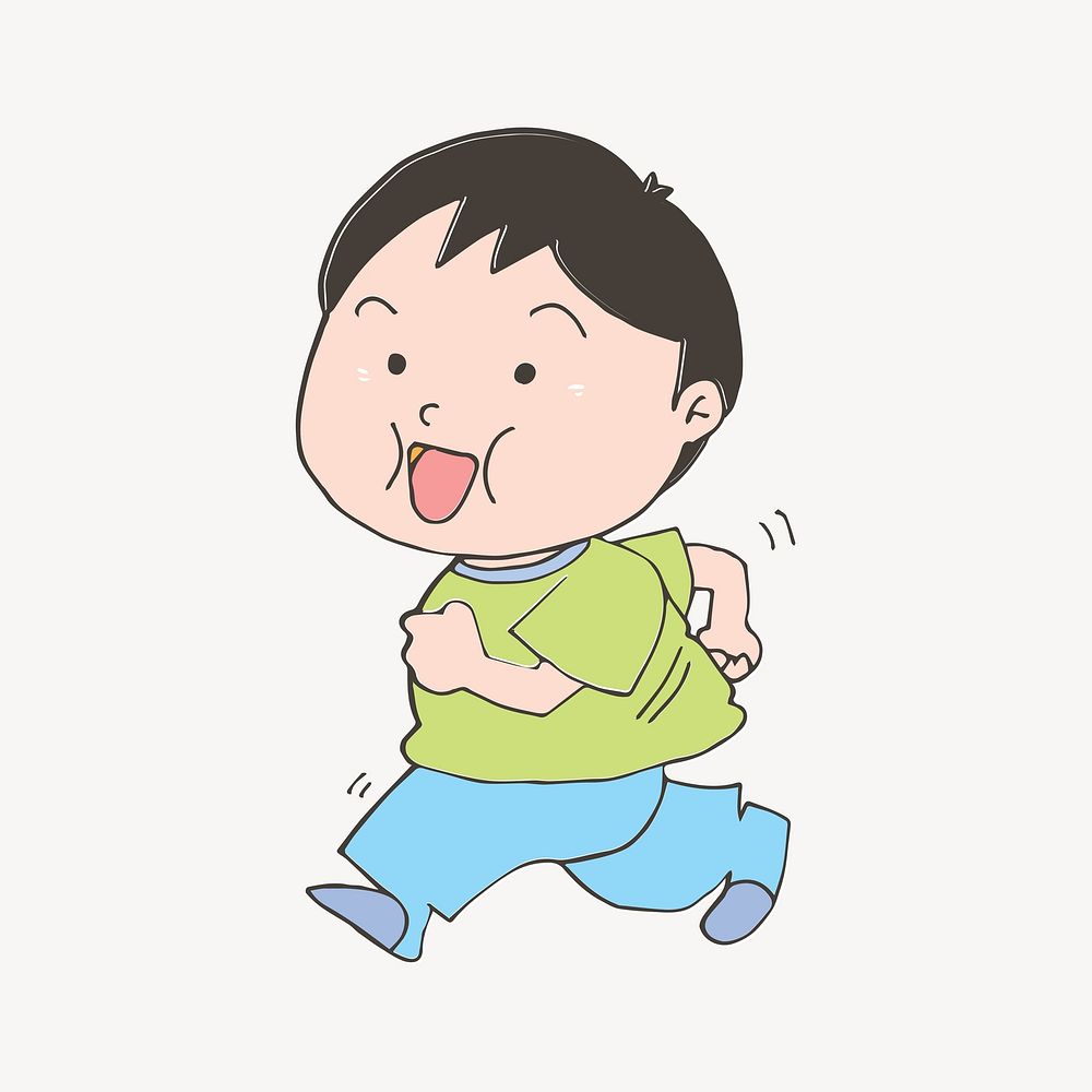 Running boy cartoon clip art vector. Free public domain CC0 image.