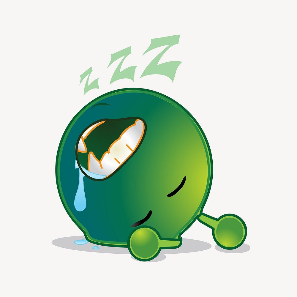 Snoring alien cartoon clip art vector. Free public domain CC0 image.