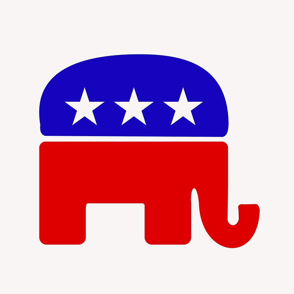 American flag elephant clip art vector. Free public domain CC0 image.