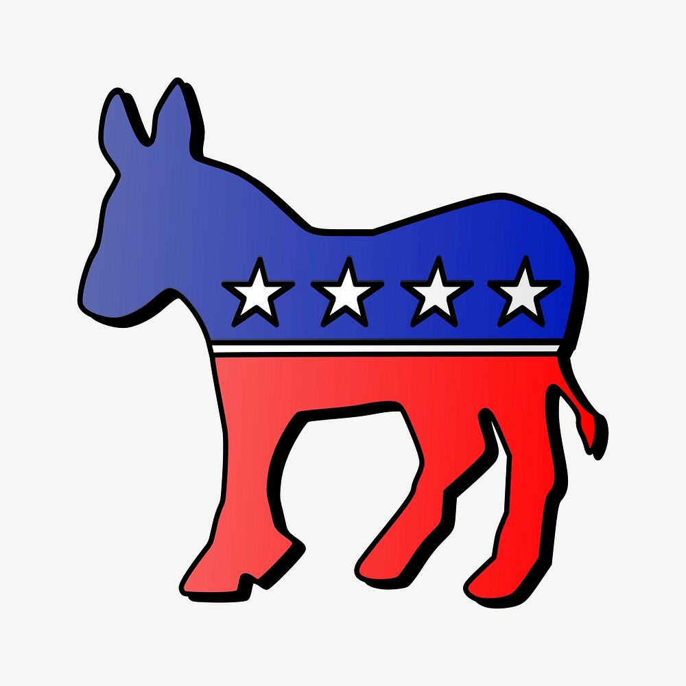 American flag donkey clipart illustration psd. Free public domain CC0 image.