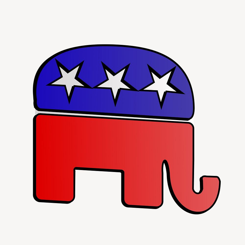 American flag elephant clipart. Free public domain CC0 image.