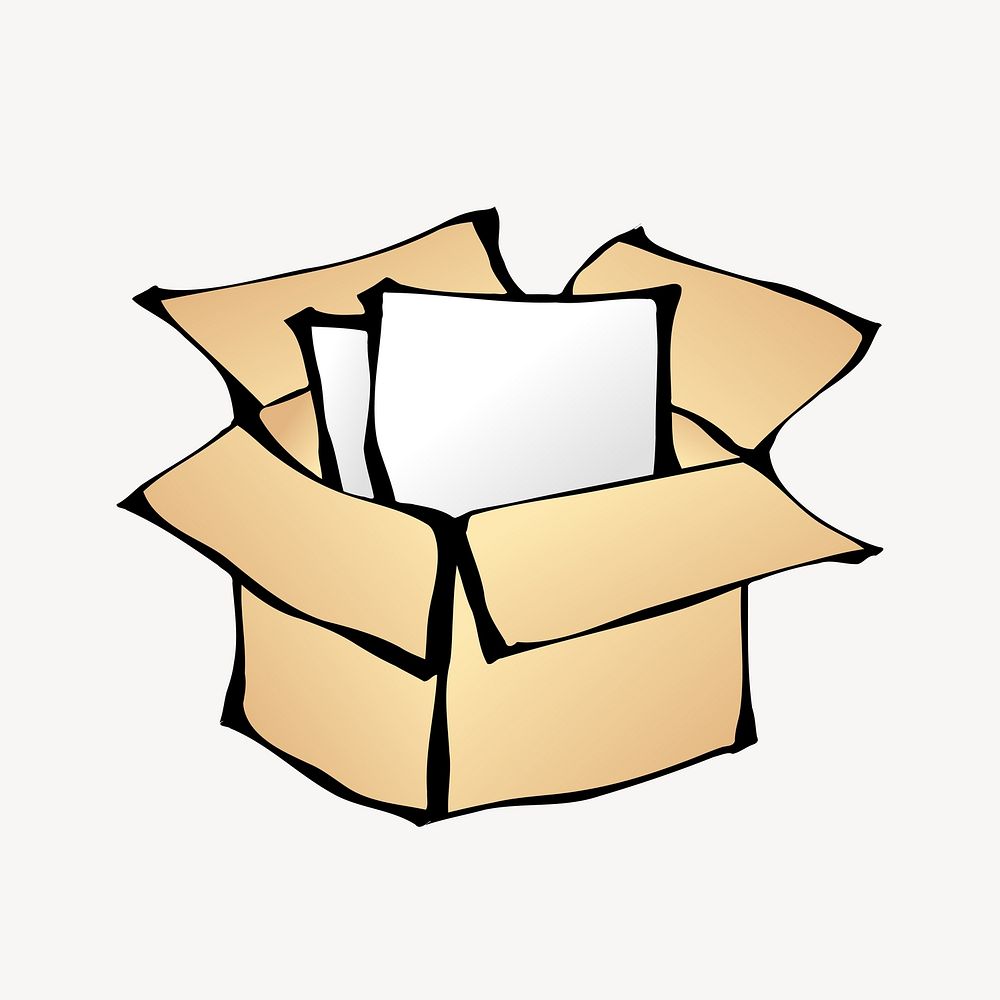Box of papers clip art vector. Free public domain CC0 image.