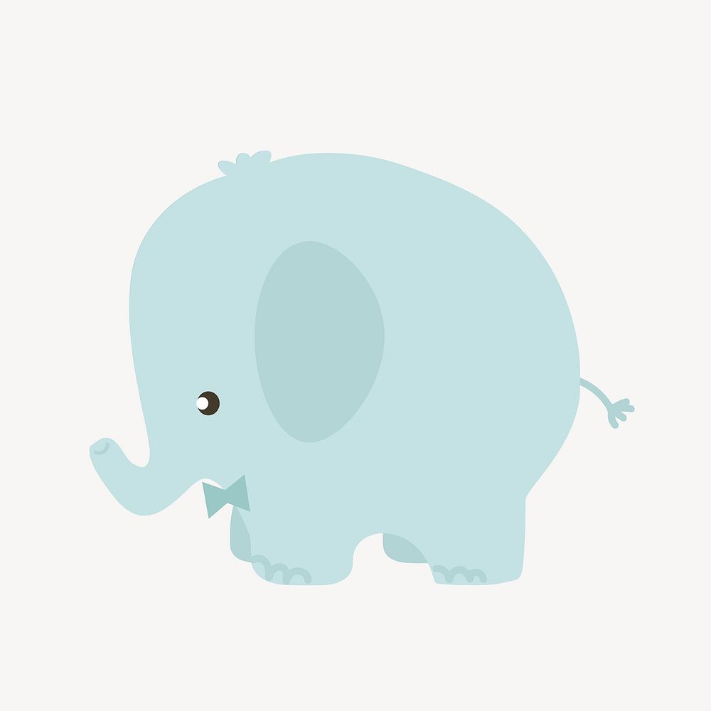 Cute blue elephant clipart. Free public domain CC0 image.