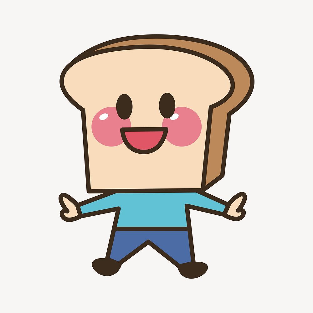 Bread boy cartoon clipart. Free public domain CC0 image.