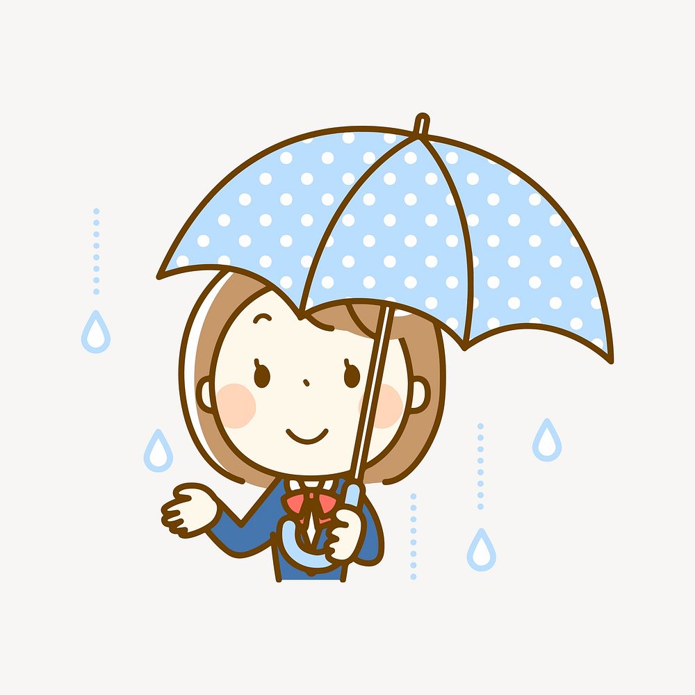 Woman holding umbrella clip art vector. Free public domain CC0 image.