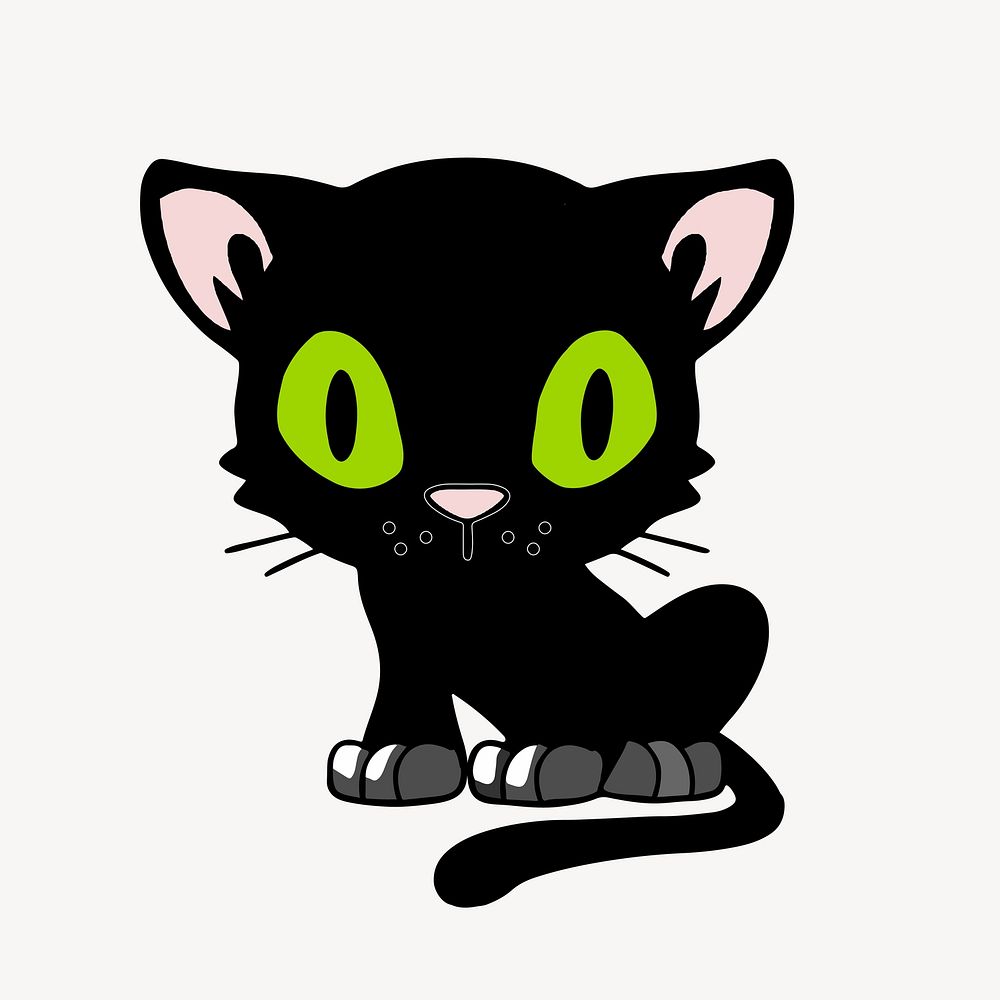 Black cat cartoon clip art vector. Free public domain CC0 image.