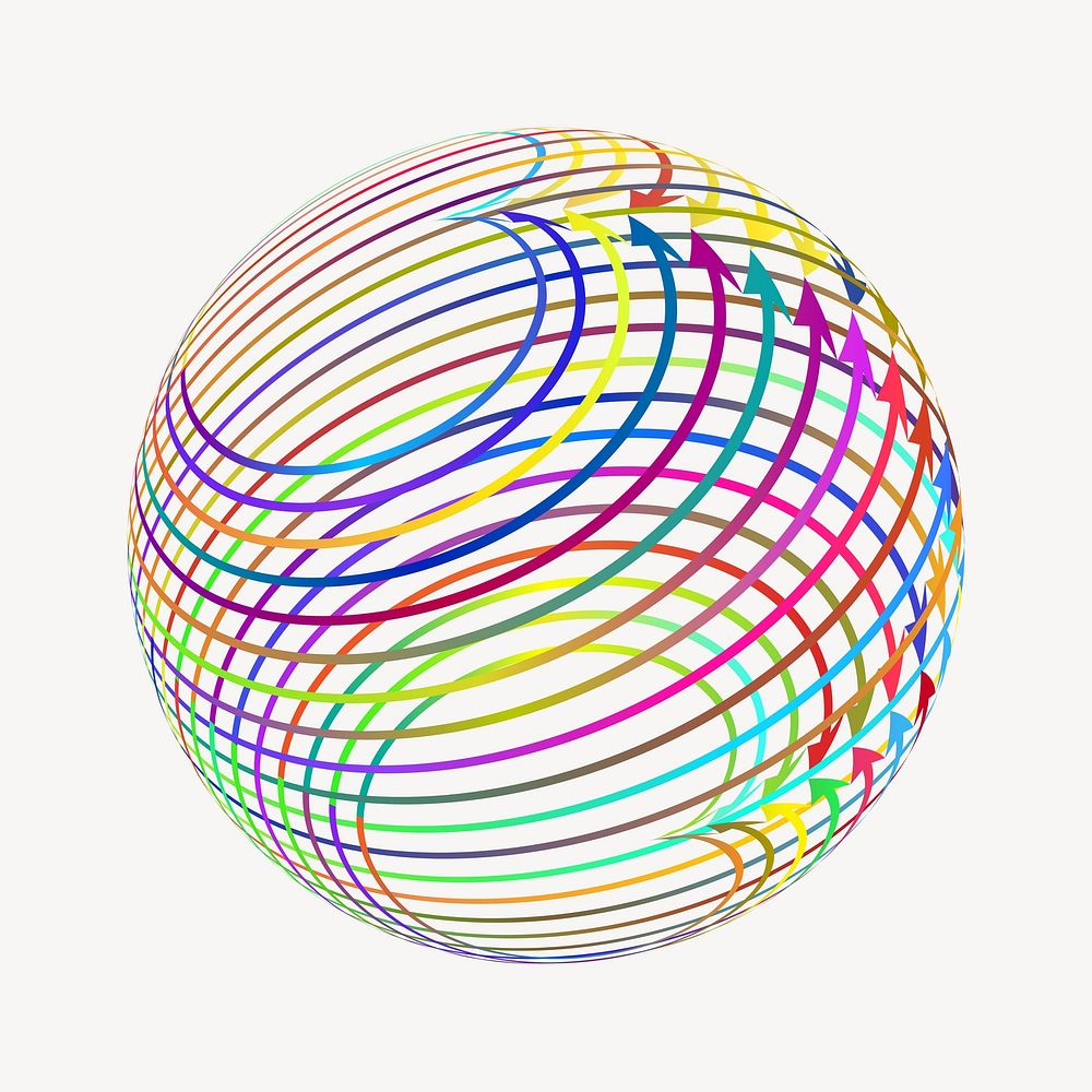 Colorful spring globe clip art vector. Free public domain CC0 image.