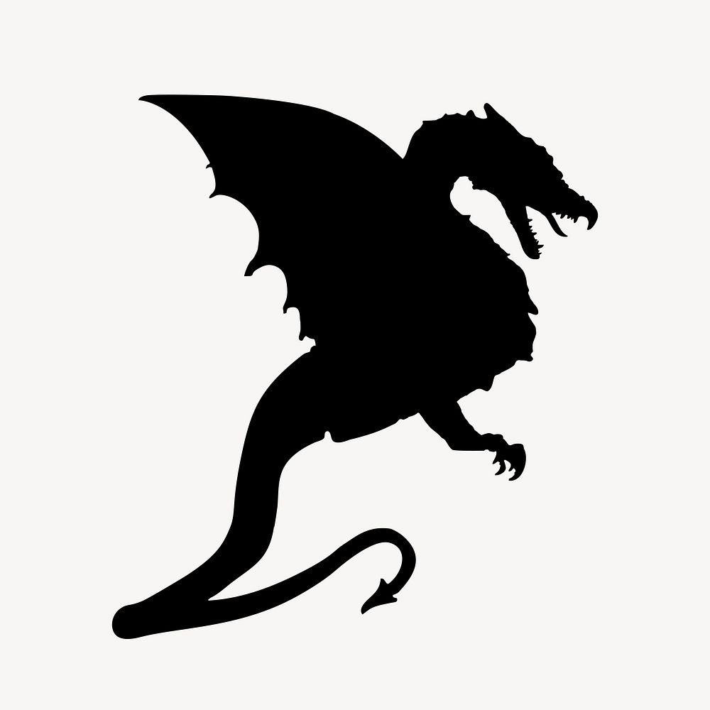Dragon silhouette clip art vector. Free public domain CC0 image.