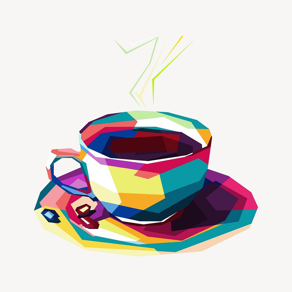 Colorful teacup clipart. Free public domain CC0 image.
