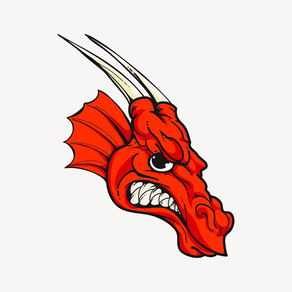 Red dragon cartoon clipart. Free public domain CC0 image.