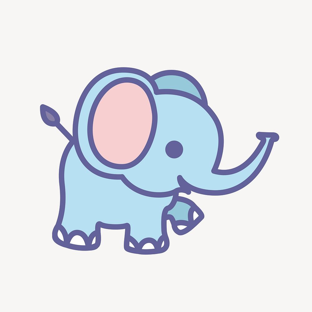 Blue elephant clip art vector. Free public domain CC0 image.