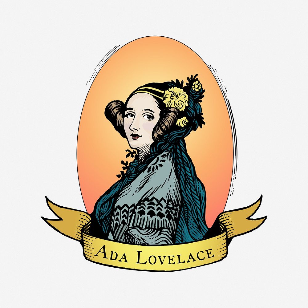 Ada Lovelace portrait clipart. Free public domain CC0 image.