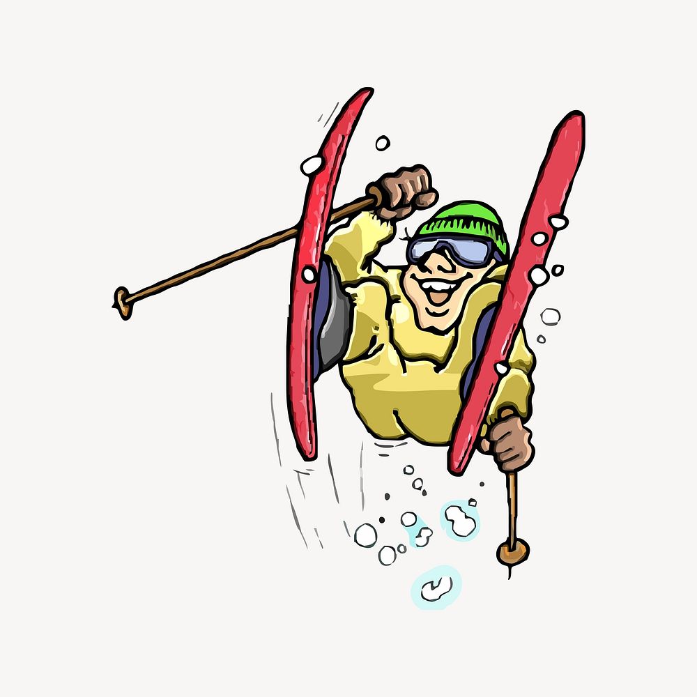 Ski illustration. Free public domain CC0 image.