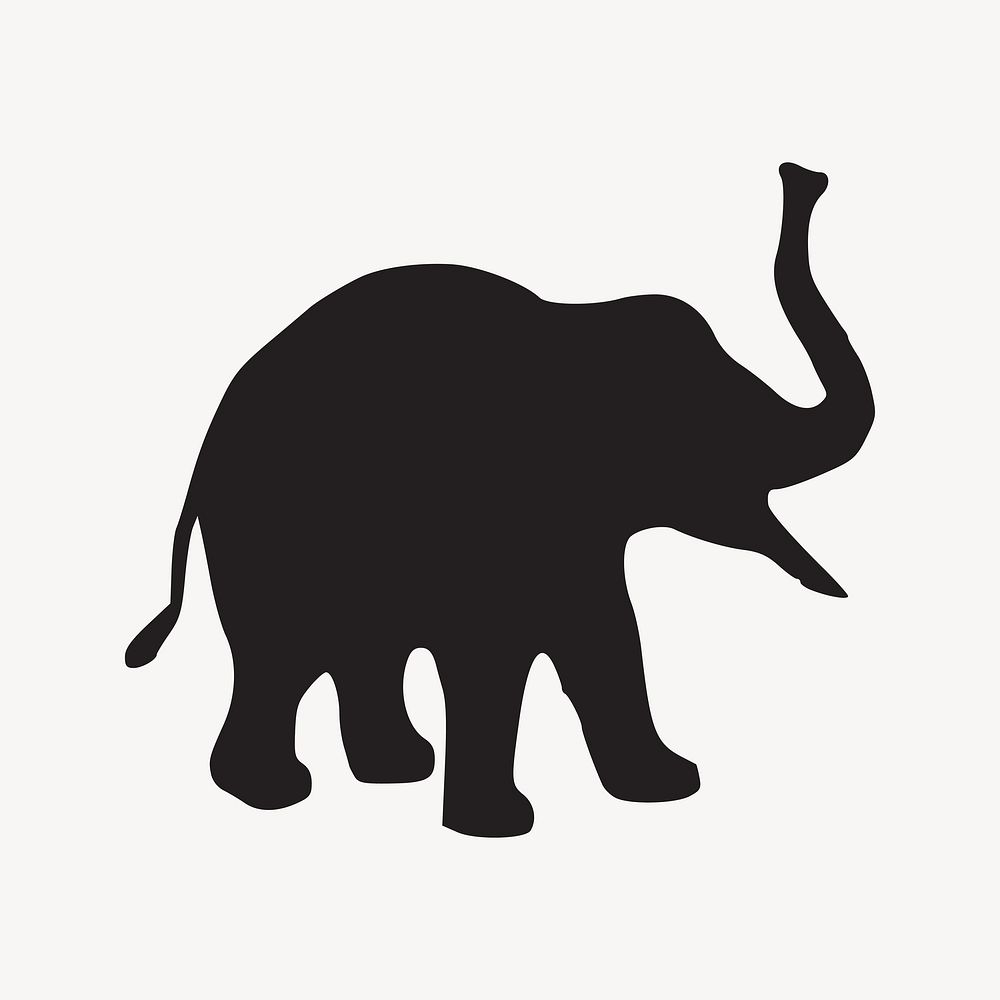 Silhouette elephant illustration. Free public domain CC0 image.
