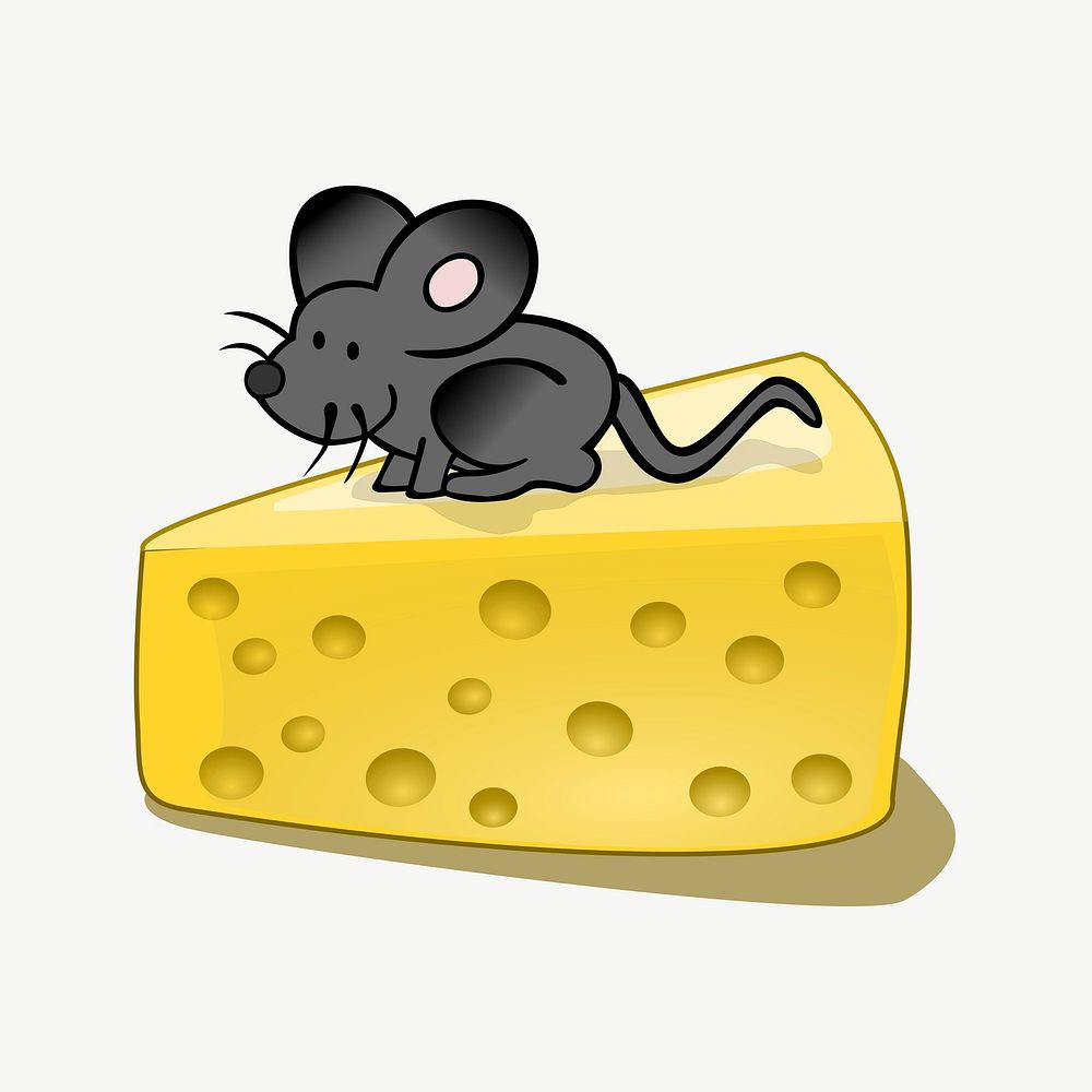 Mouse and cheese illustration psd. Free public domain CC0 image.