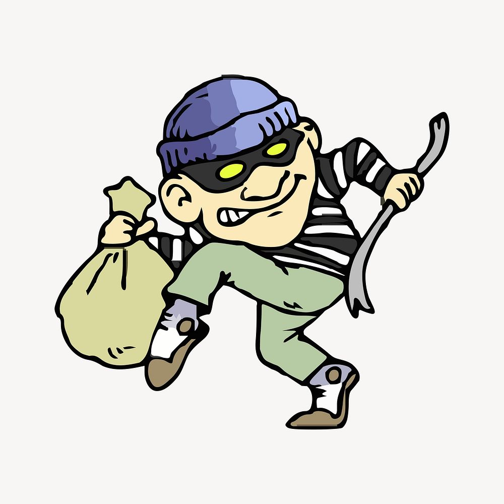 Robber illustration. Free public domain CC0 image.