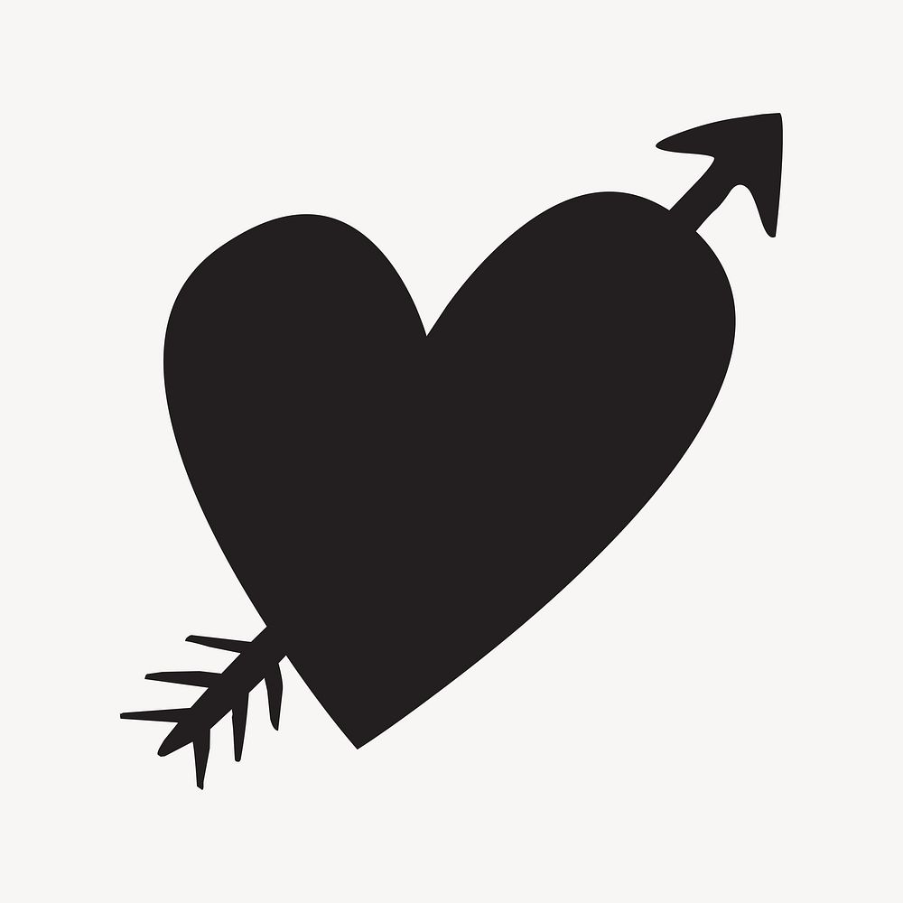 Arrow heart silhouette clipart illustration vector. Free public domain CC0 image.