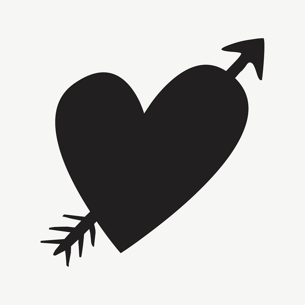 Arrow heart silhouette clipart illustration | Free PSD - rawpixel