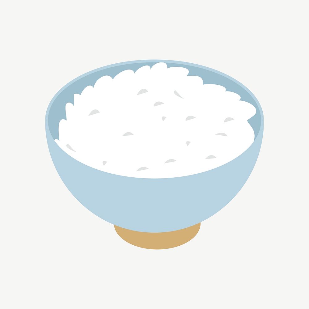 Rice in a bowl illustration psd. Free public domain CC0 image.