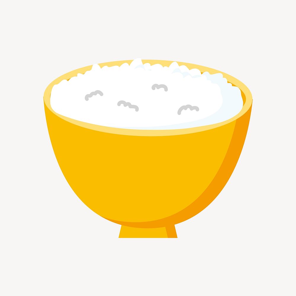 Rice in a bowl illustration. Free public domain CC0 image.