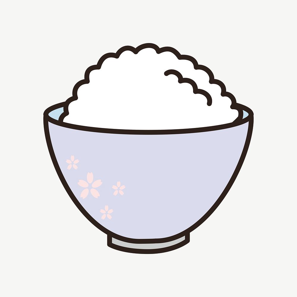 Rice in a bowl illustration psd. Free public domain CC0 image.