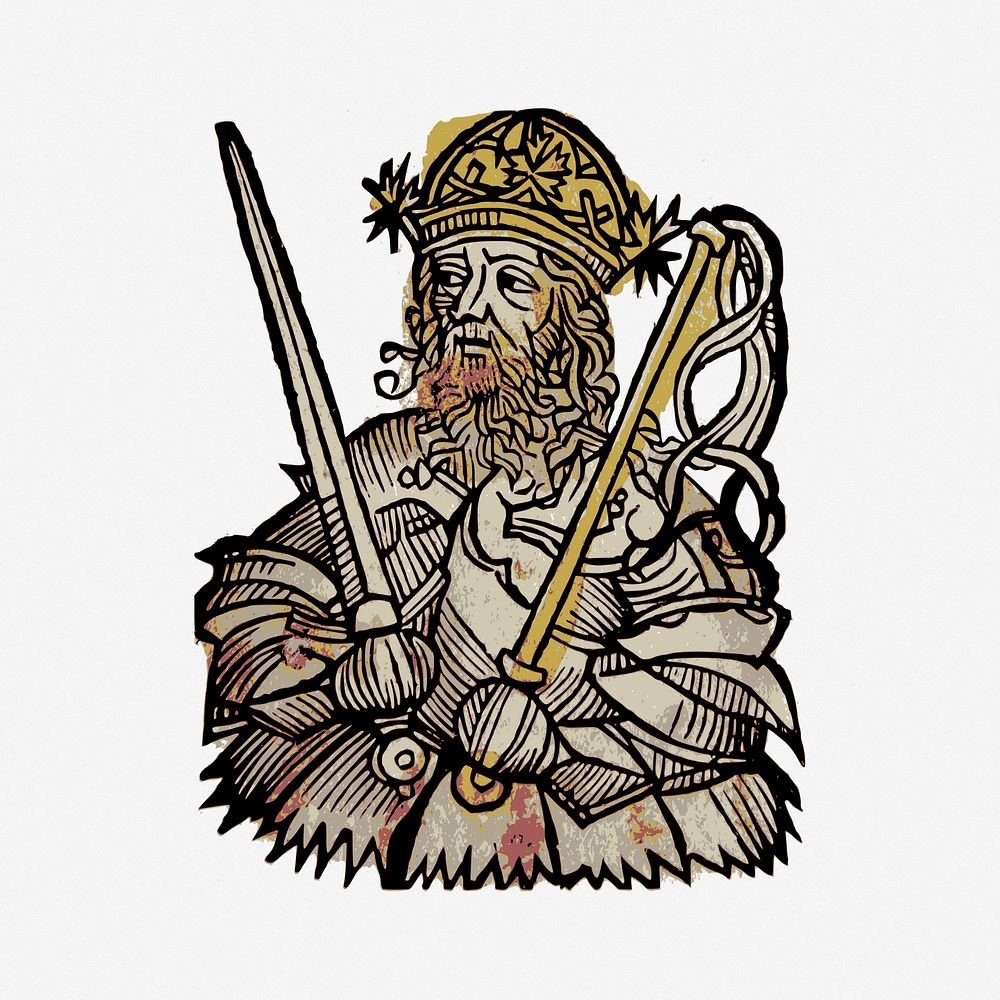 Vintage king clipart illustration vector. Free public domain CC0 image.