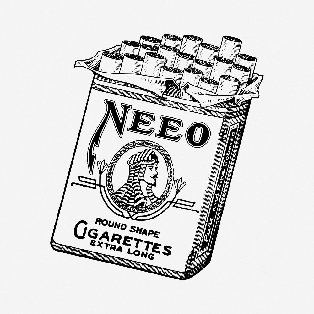 Cigarettes illustration. Free public domain CC0 image.