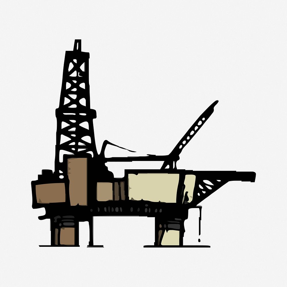 Oil platform clipart illustration vector. Free public domain CC0 image.