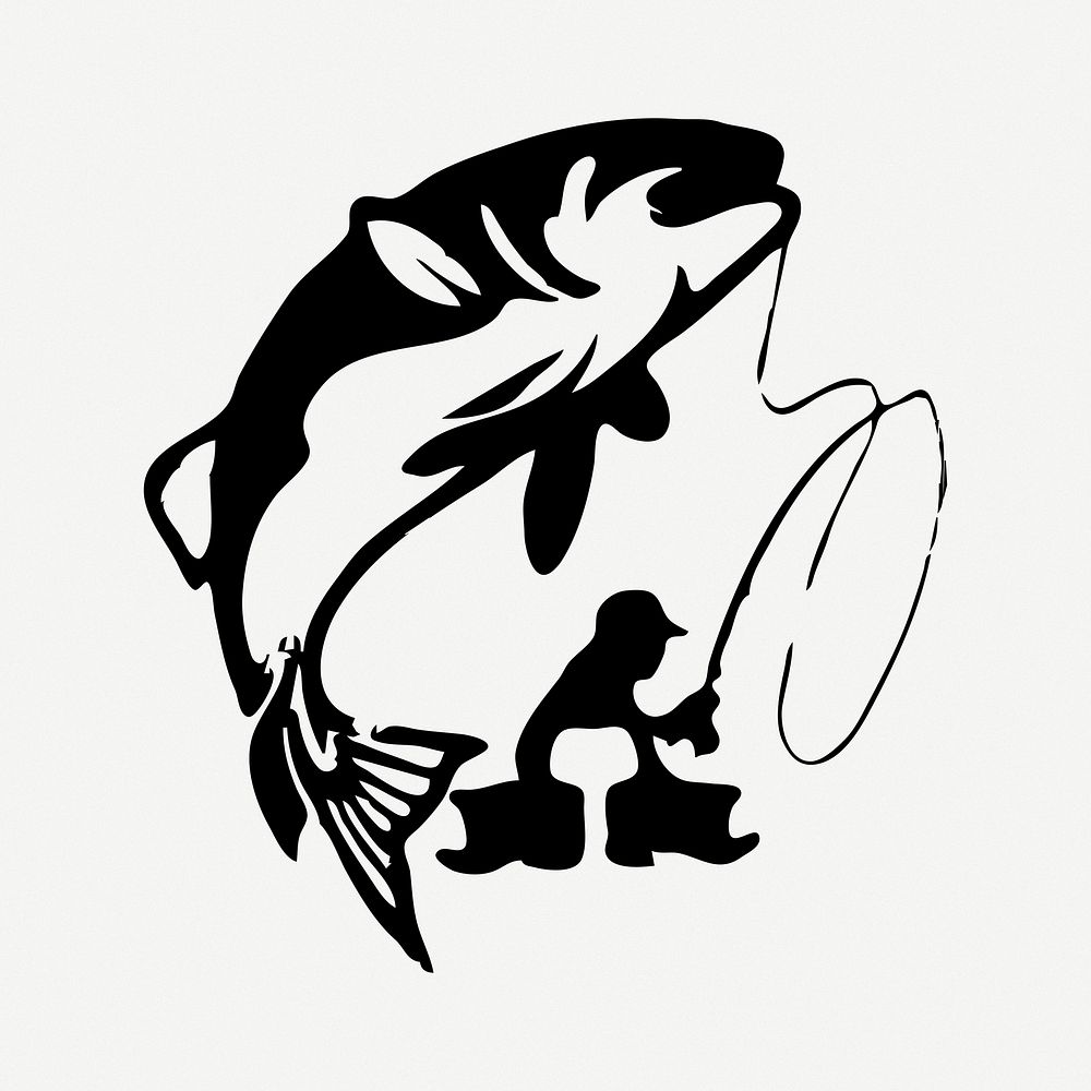 Fishing silhouette clipart illustration psd. Free public domain CC0 image.