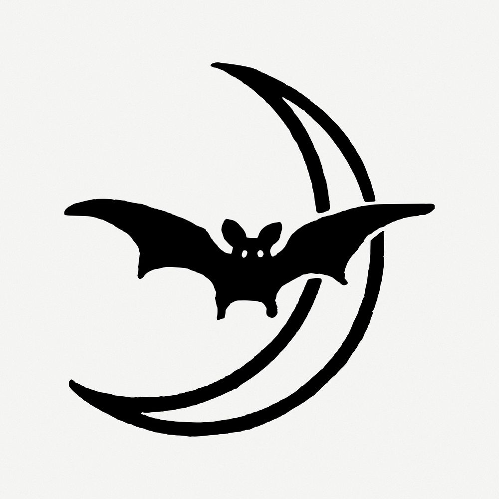 Night bat illustration psd. Free public domain CC0 image.
