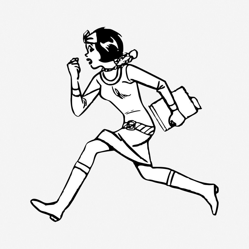 Woman running illustration. Free public domain CC0 image.