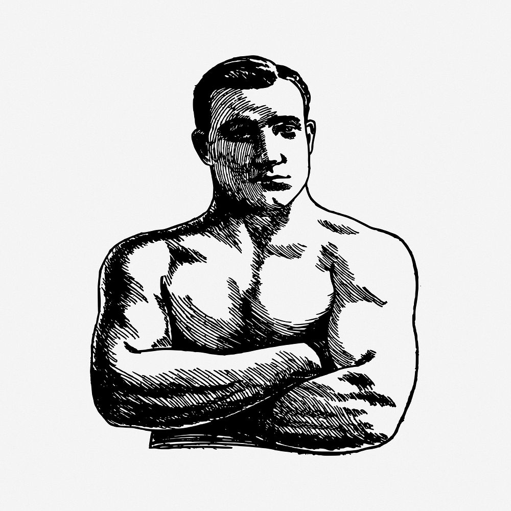 Muscular man collage element vector. Free public domain CC0 image.