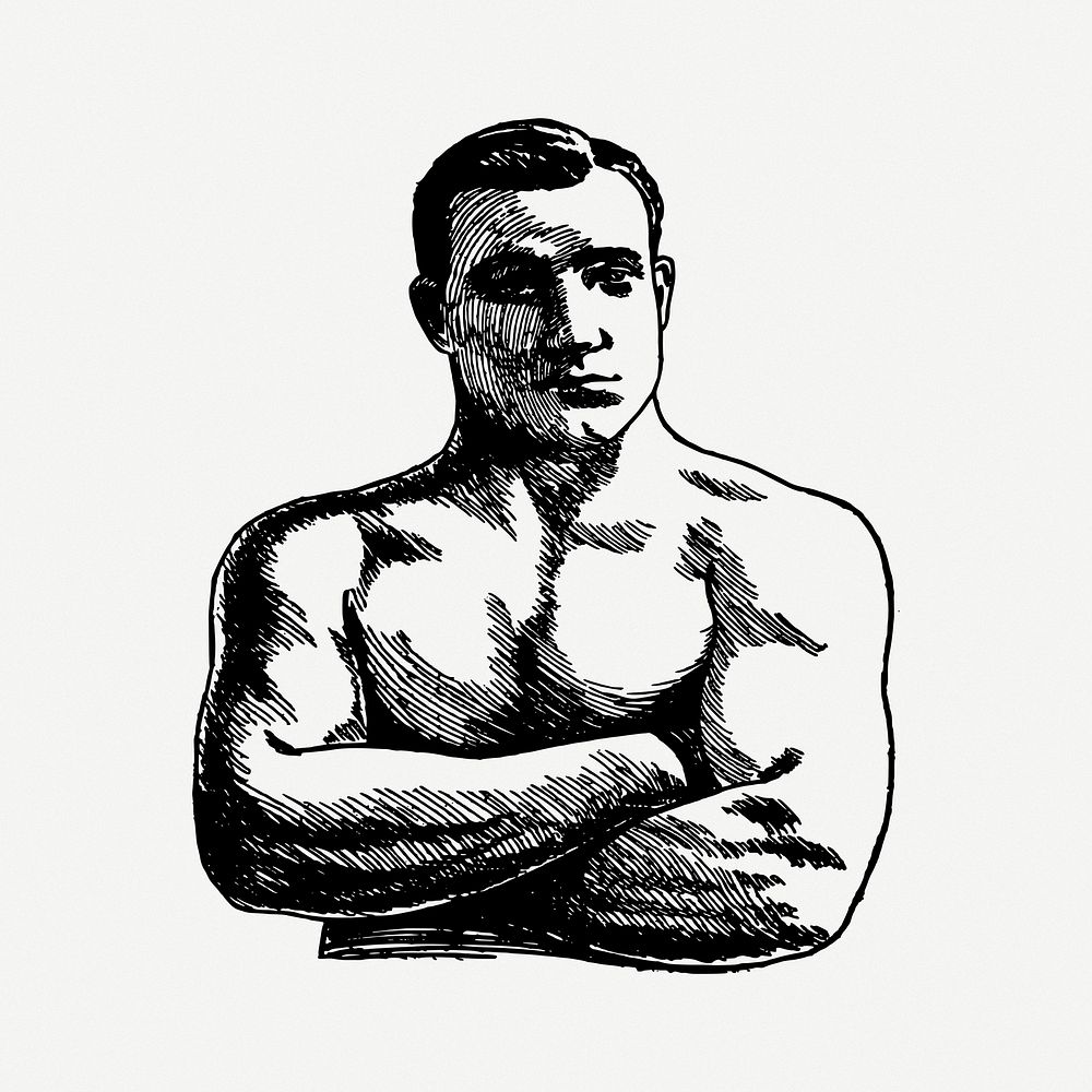 Muscular man illustration psd. Free public domain CC0 image.