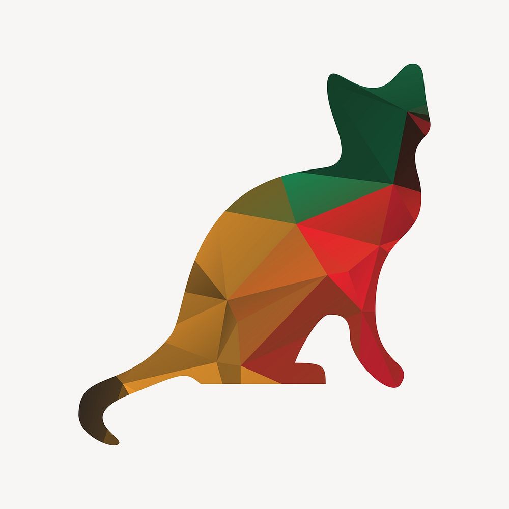 Color silhouette cat collage element vector. Free public domain CC0 image.