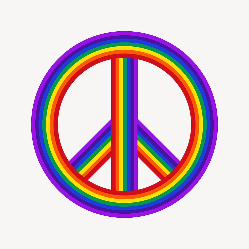 Rainbow peace symbol illustration. Free public domain CC0 image.