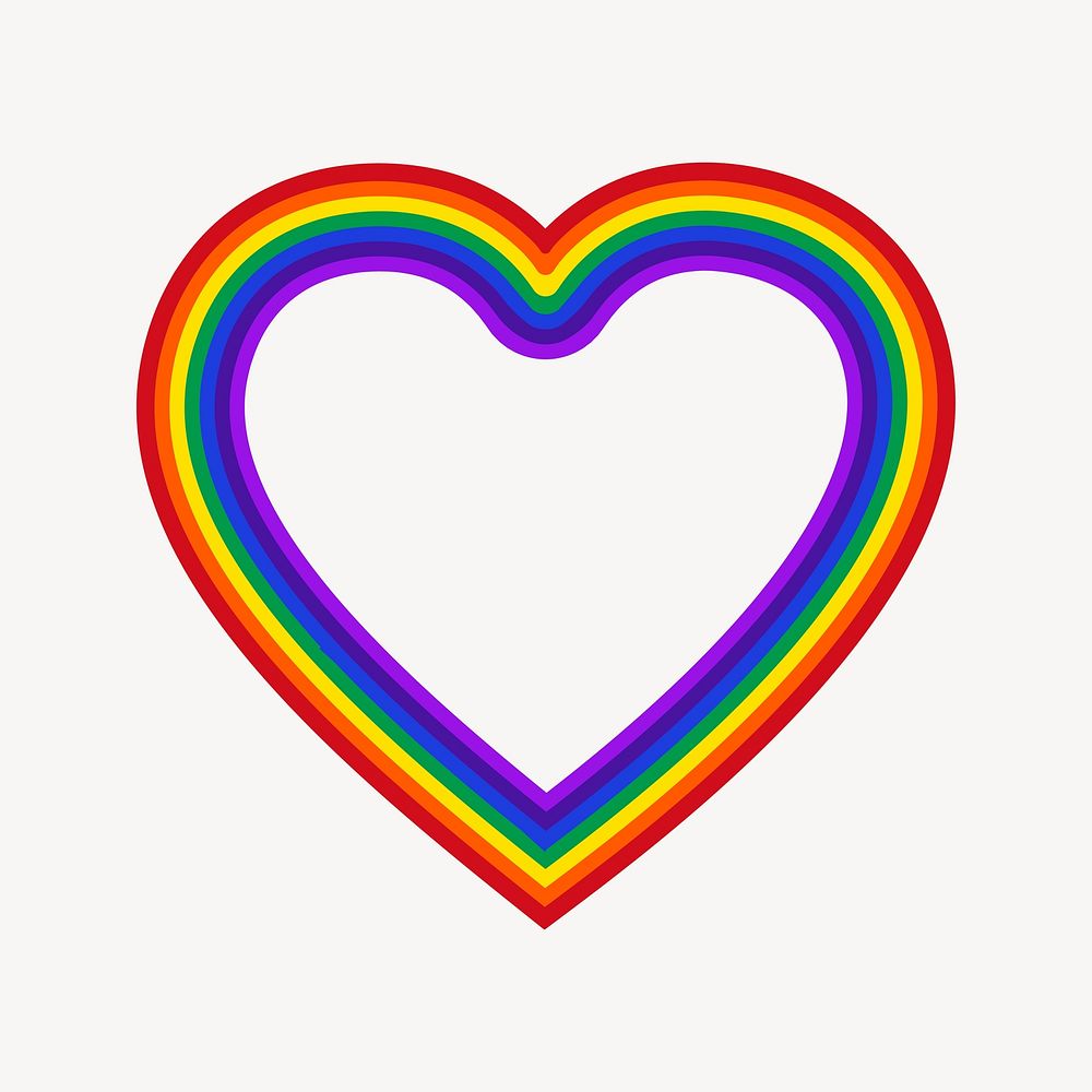 Rainbow heart illustration. Free public domain CC0 image.