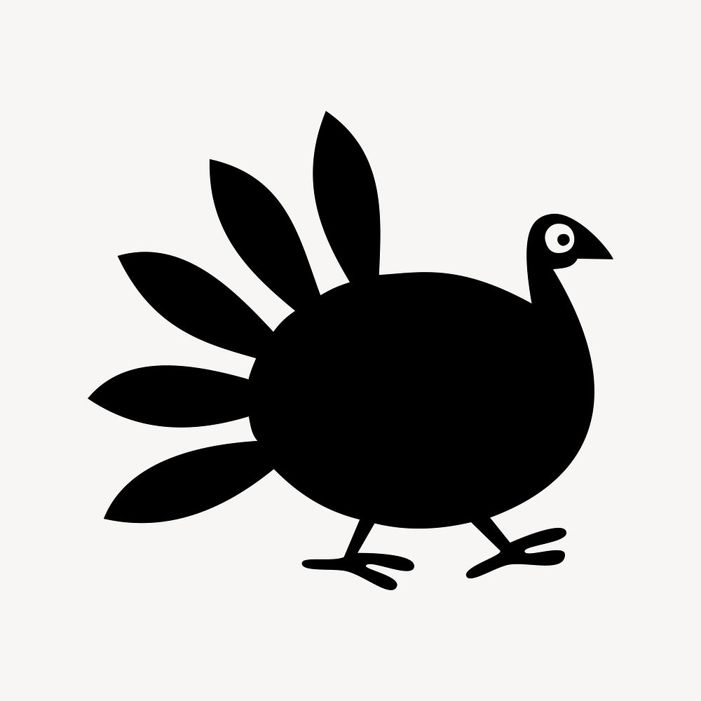 Silhouette turkey clipart illustration vector. Free public domain CC0 image.