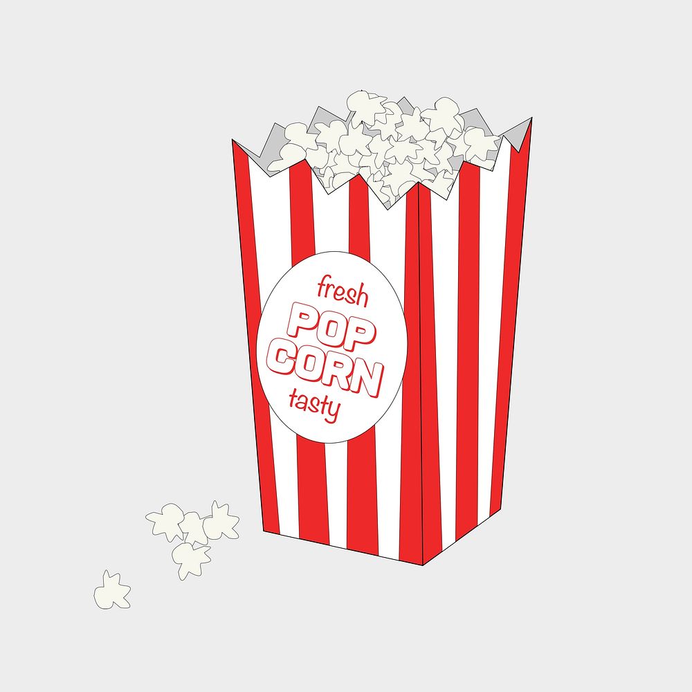 Movie theater popcorn illustration psd. Free public domain CC0 image.