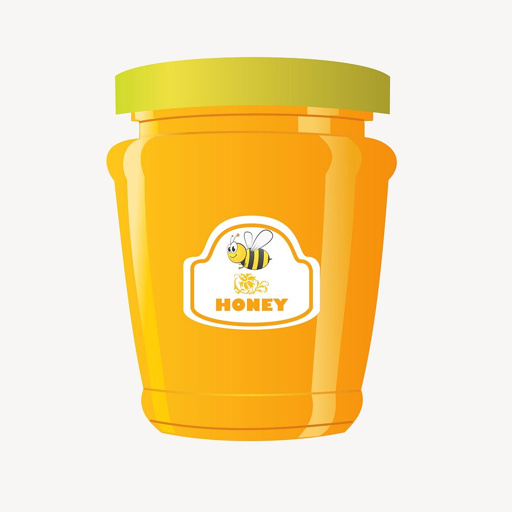Honey bottle illustration. Free public domain CC0 image.