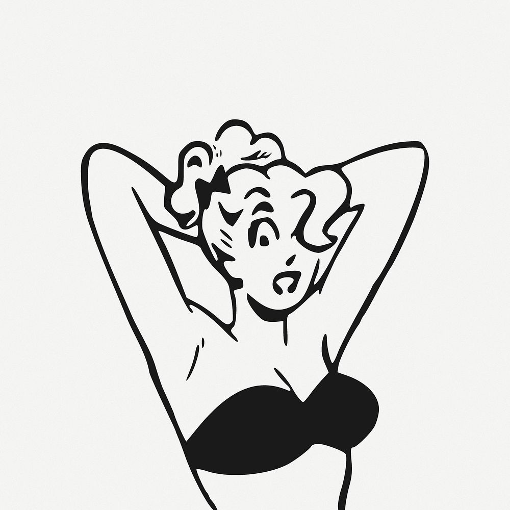 Woman wearing bikini clipart psd. Free public domain CC0 image.
