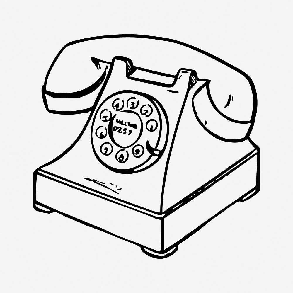 Analog telephone illustration. Free public domain CC0 image.